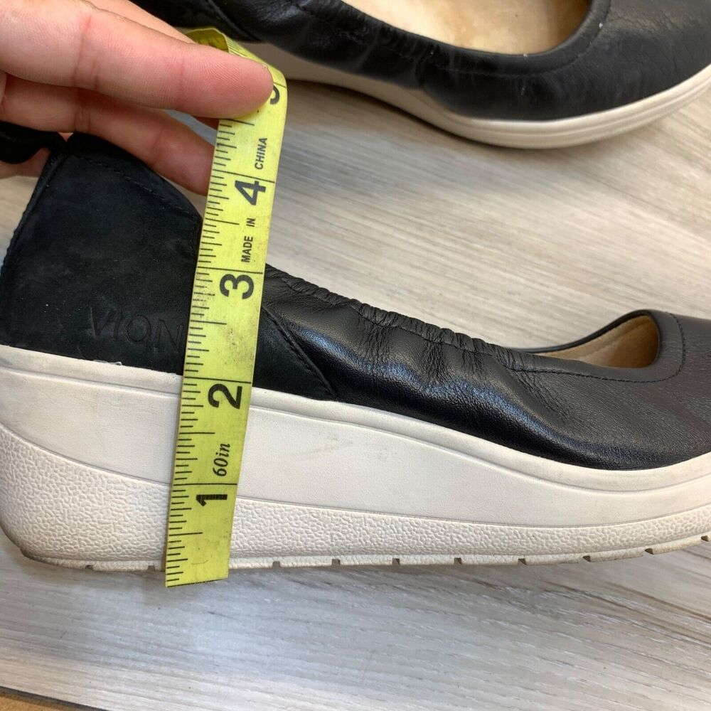 Vionic Womens Size 8 Jacey Slip‎ On Wedge Shoes Leather Comfort Cushion Black - Picture 10 of 10